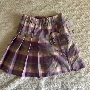 Plaid Purple Mini Skirt with Heart Pocket